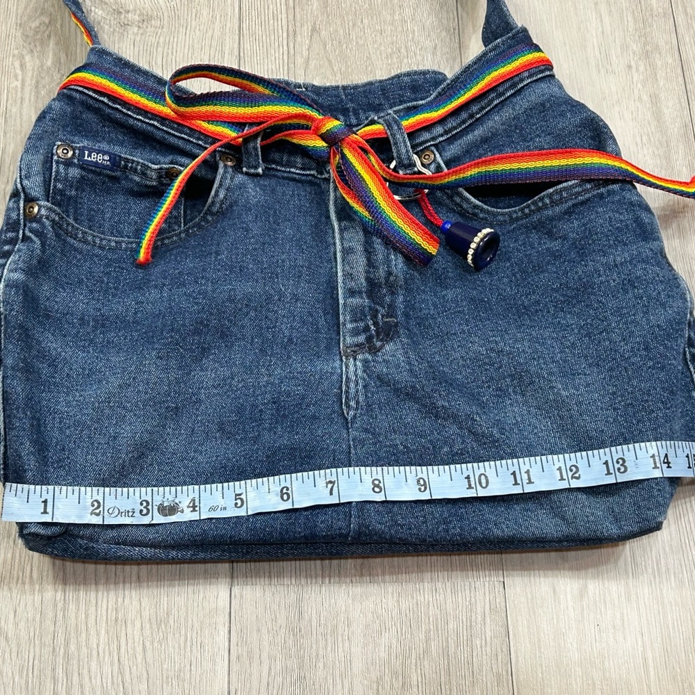 Lee Denim Tote Bag with Rainbow Strap - Picture 2 of 7
